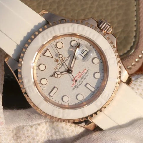 Yacht-Master 1 Baymax Rose Gold Mix White Rubber Strap 40mm
