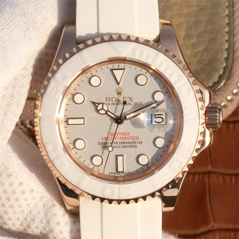 Yacht-Master 1 Baymax Rose Gold Mix White Rubber Strap 40mm